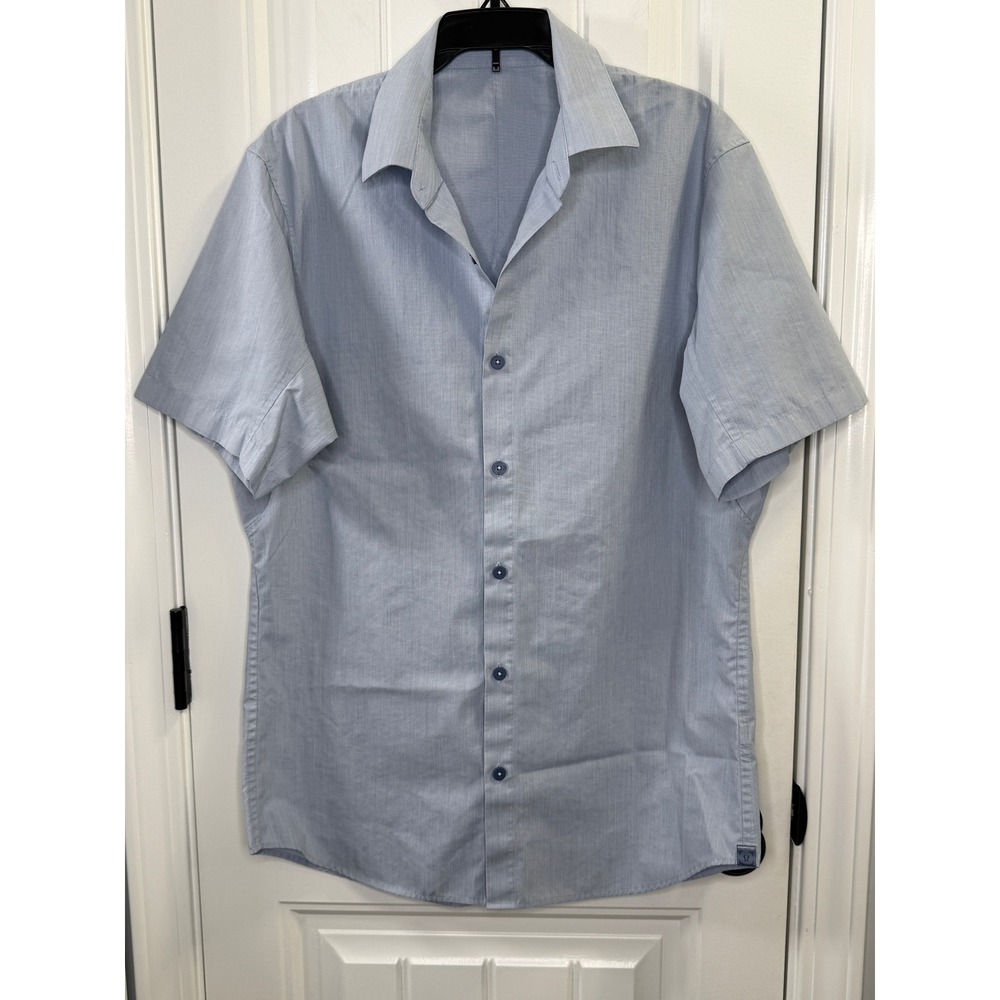 Lululemon Mens Button Down Shirt Blue Minimalist Performance Golf Polo Large
